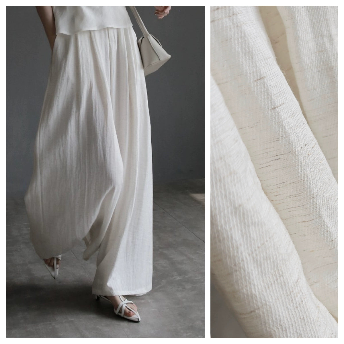Loose Fit High-Waist Linen Blend Slacks_BDHL7311