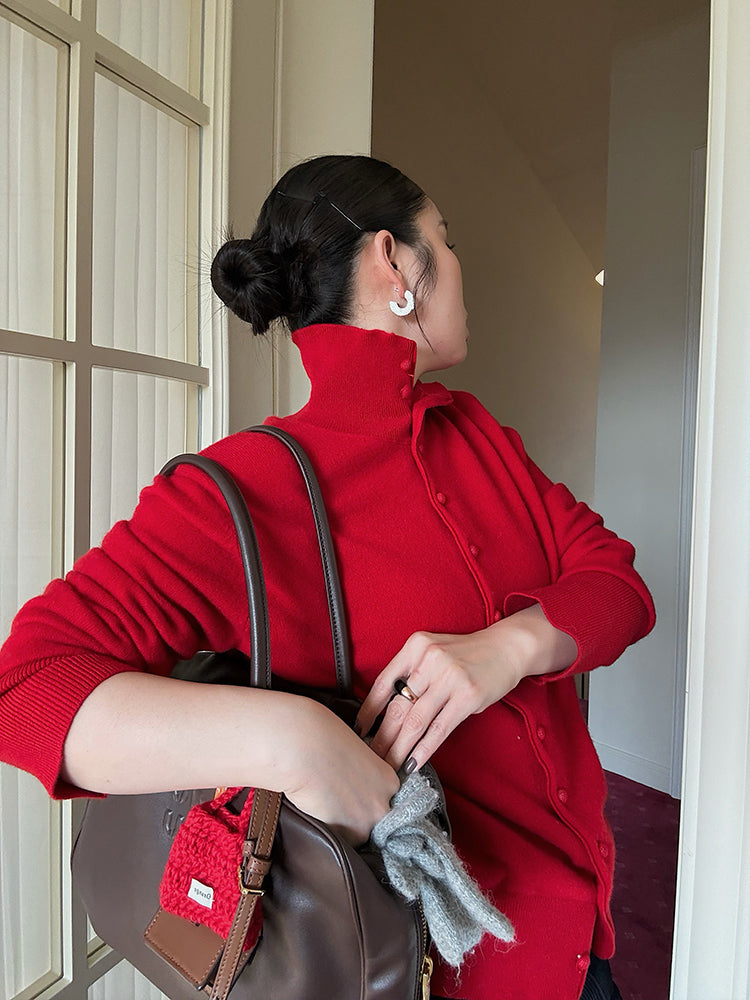 高領厚針織開襟衫_BDHL6825