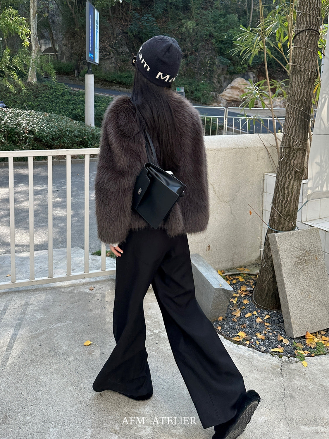Black Casual Mop Pants_BDHL7137