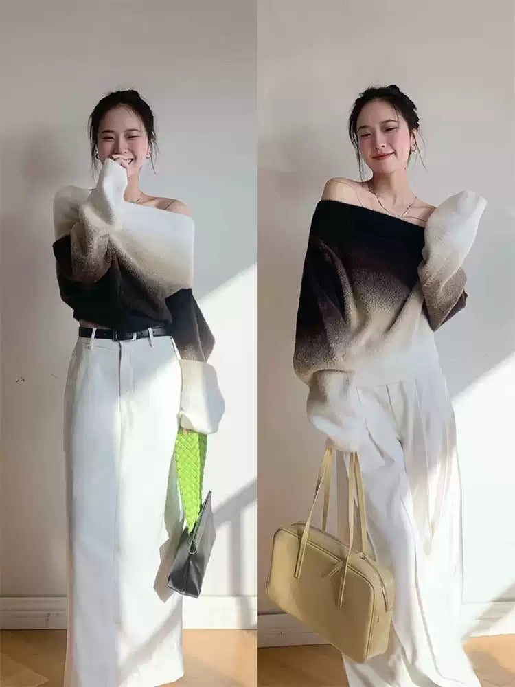 漸層露肩針織衫_BDHL7112