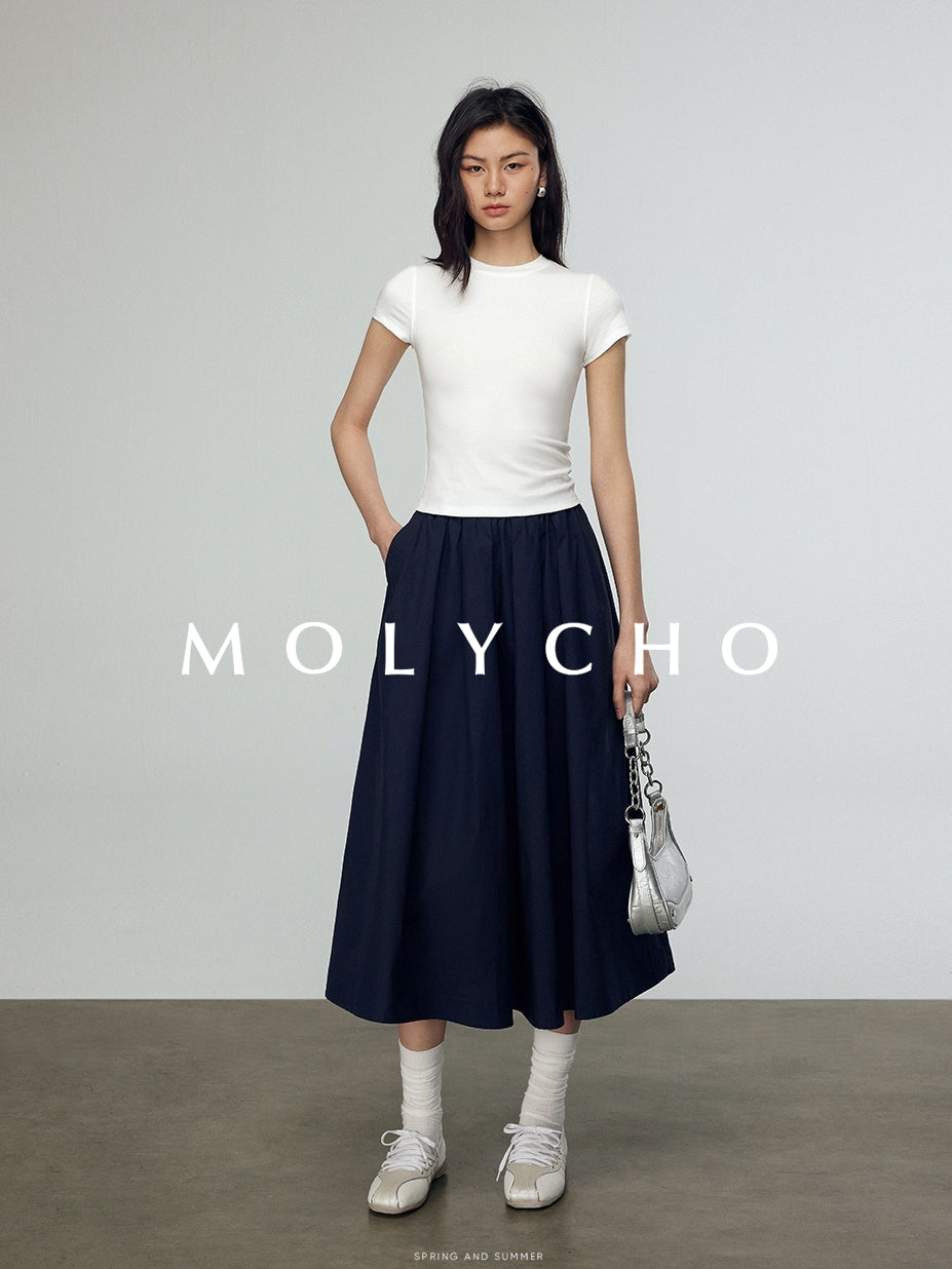 Loose A-Line Pleated Skirt_BDHL7244