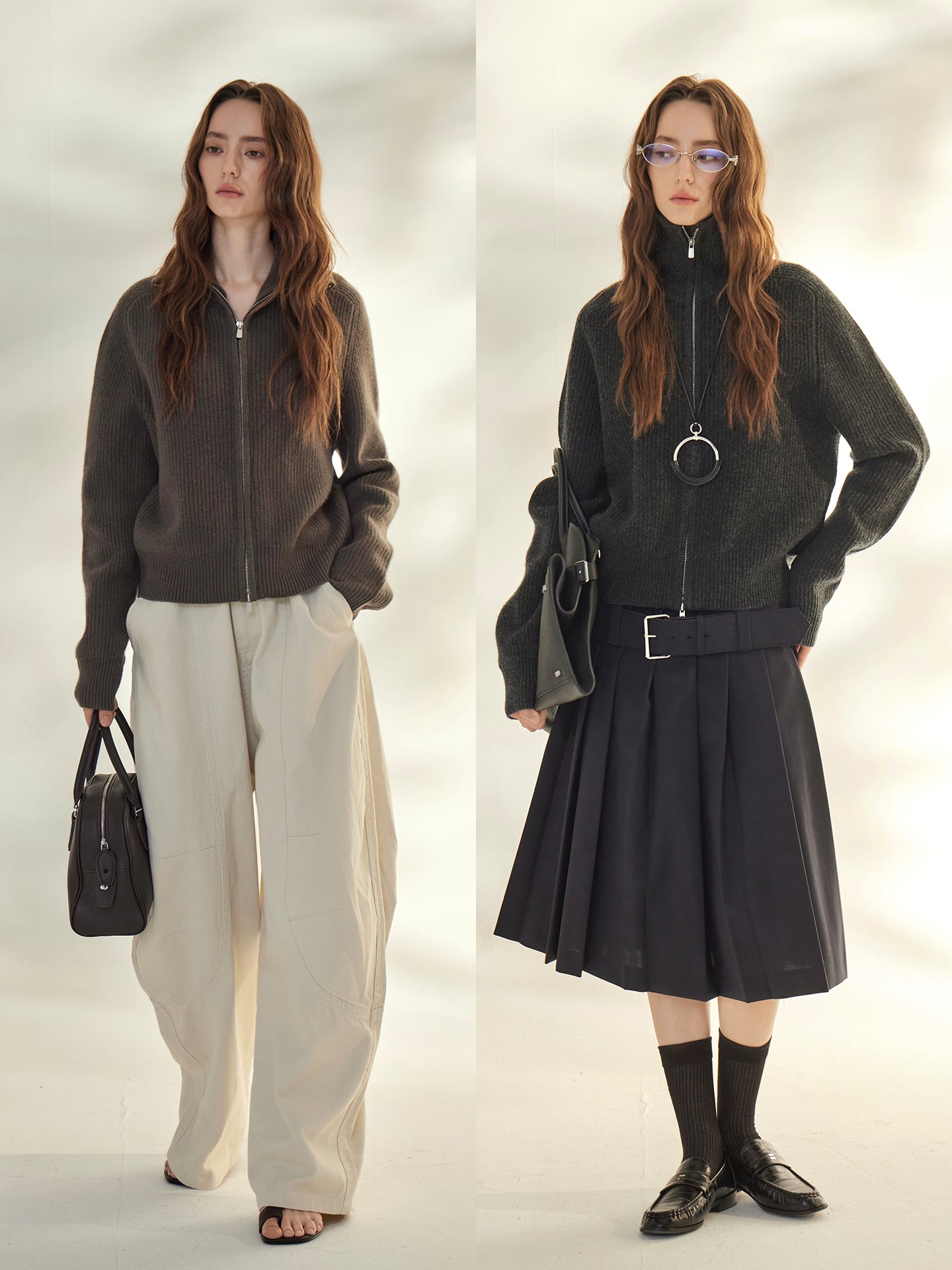 雙拉鍊立領開襟衫_BDHL7689