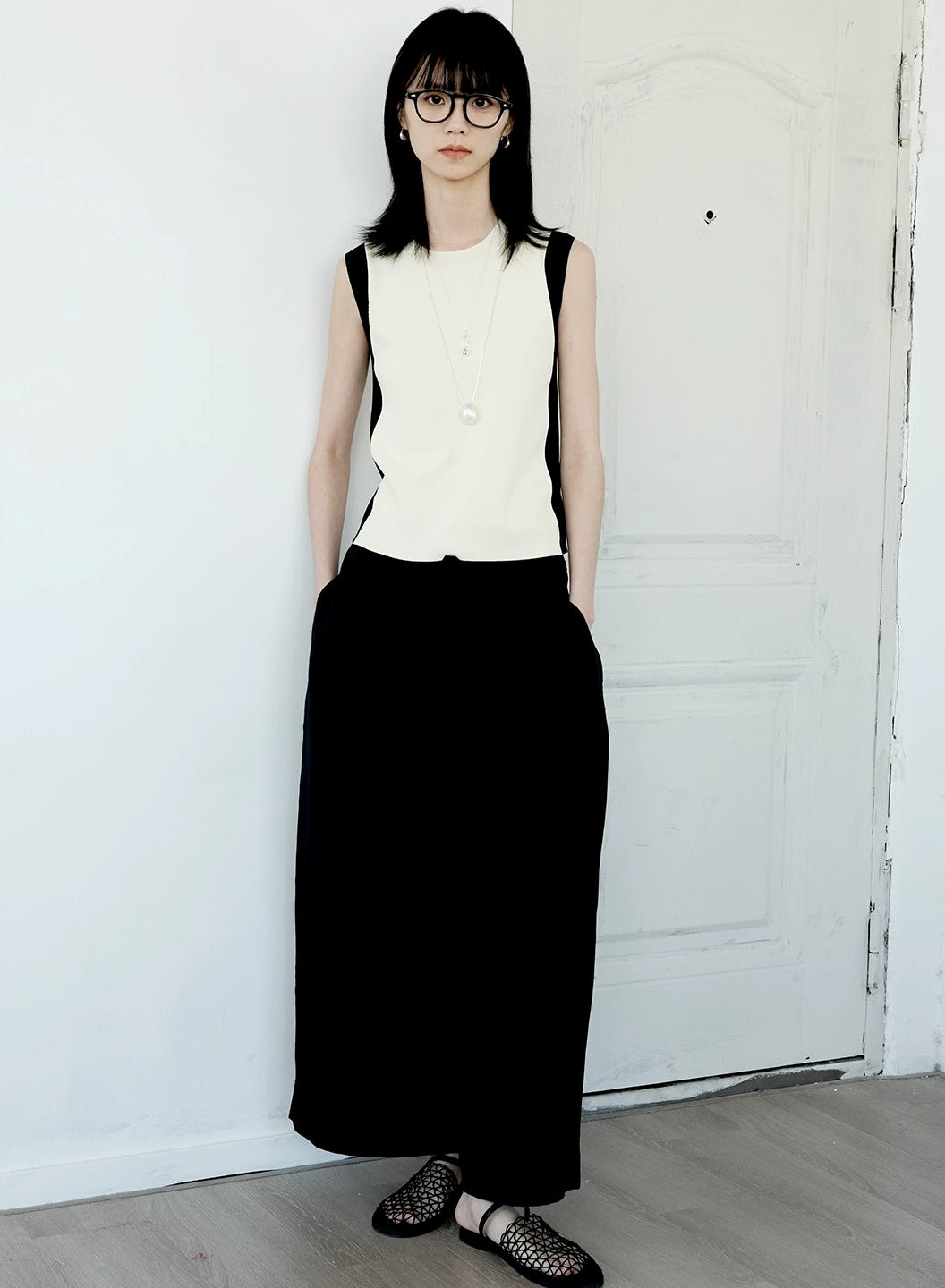 撞色無袖上衣_BDHL7593