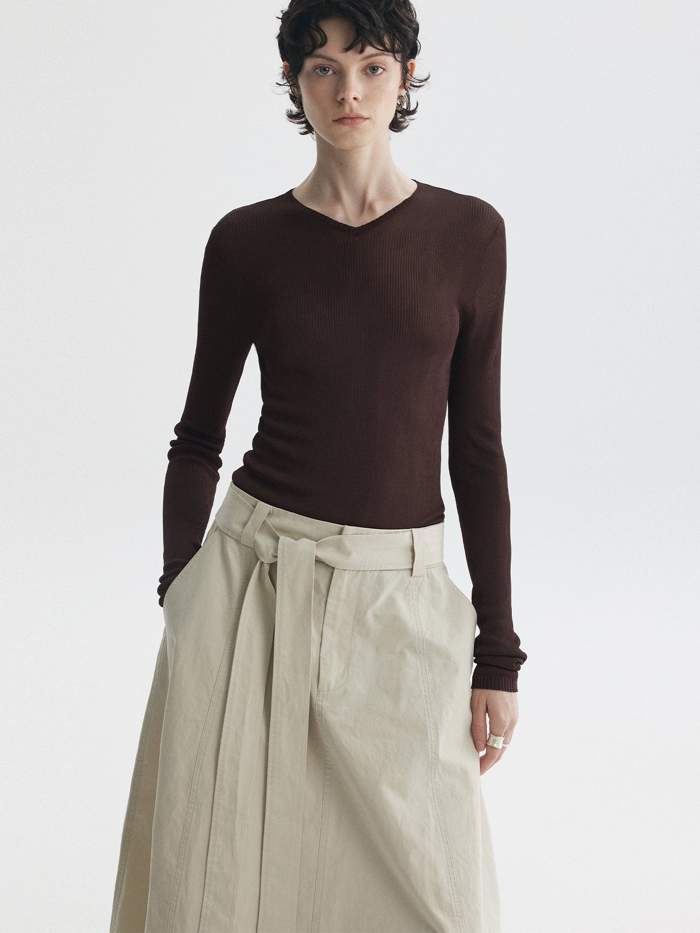 腰帶蕾絲長裙_BDHL7731