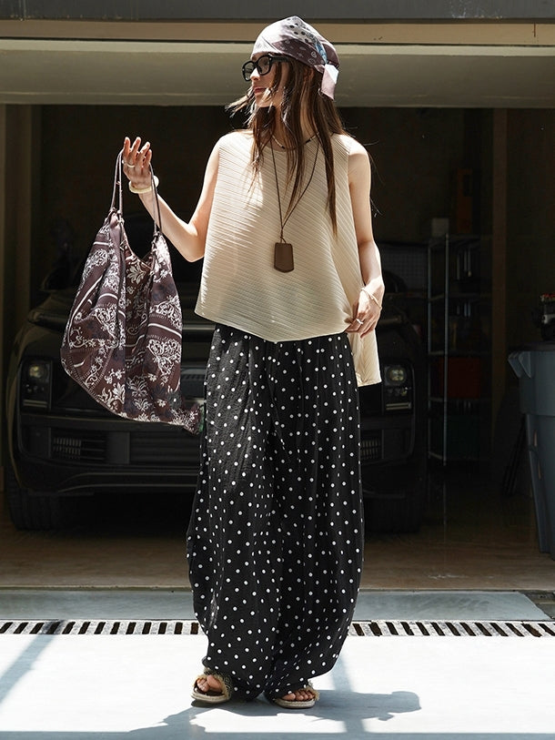 Polka-Dot Wide-Leg Draped Pants_BDHL7531