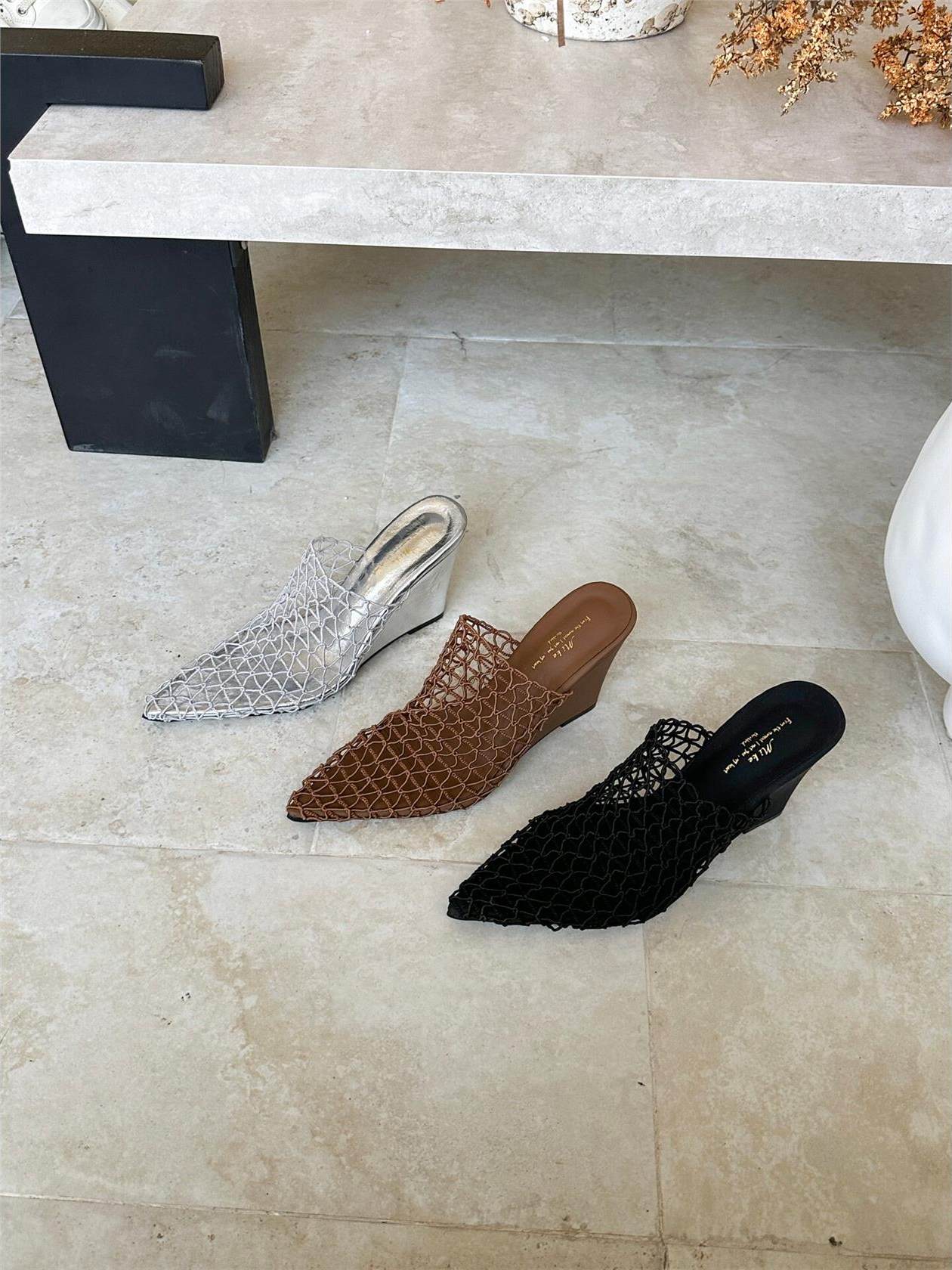 Woven Pointed-Toe Wedge Mules_BDHL8372 – HELROUS