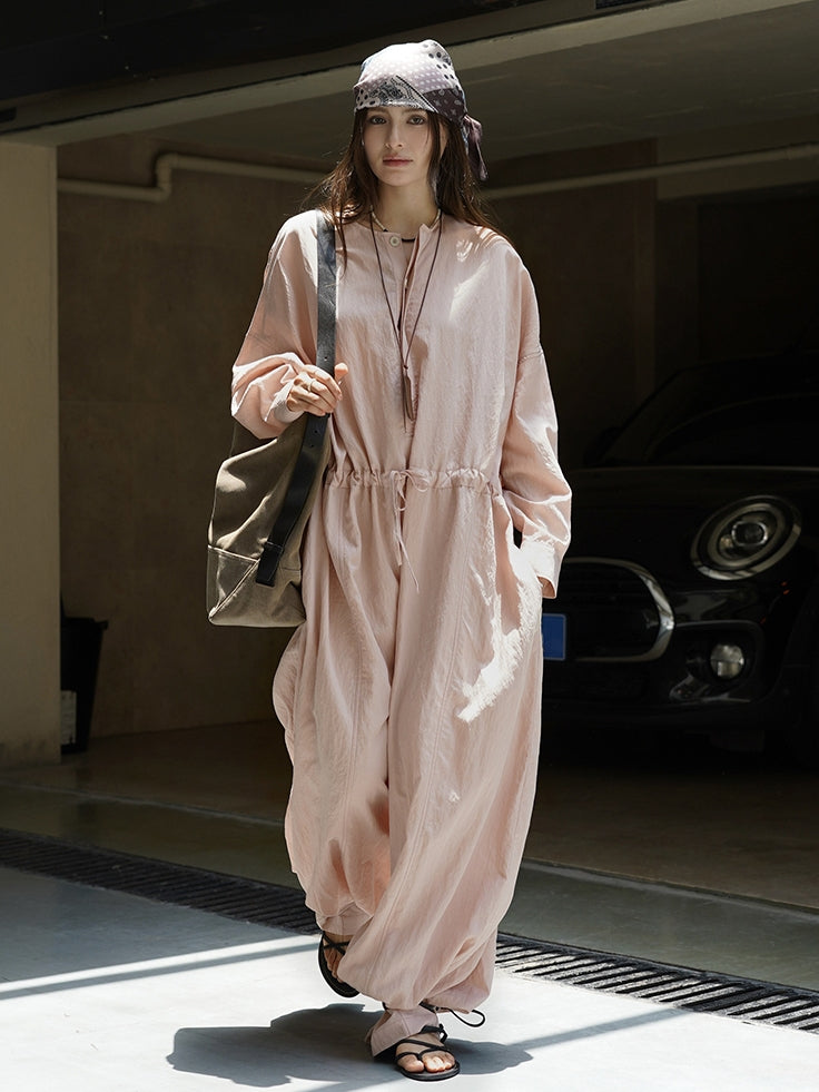 Waist Drawstring Jumpsuit_BDHL7533