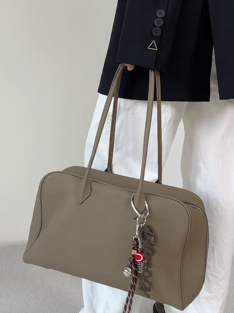 Gray Shoulder Boston Bag_BDHL7807