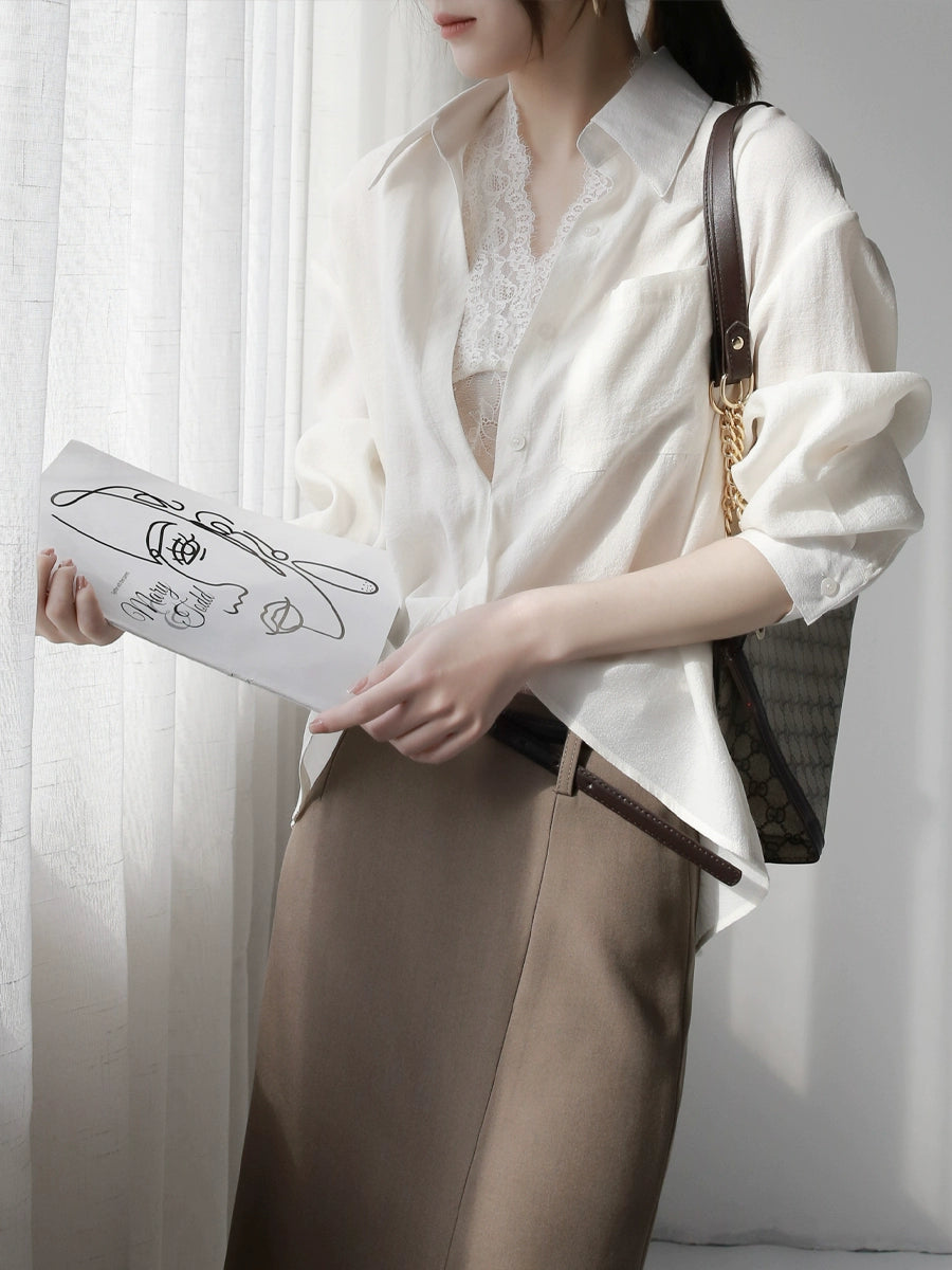 Twist Detail Lace Pullover Long Sleeve Shirt_BDHL7294