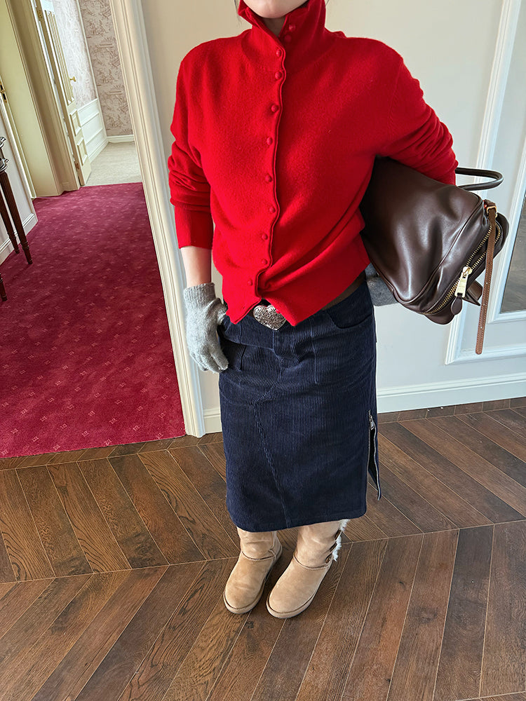 高領厚針織開襟衫_BDHL6825