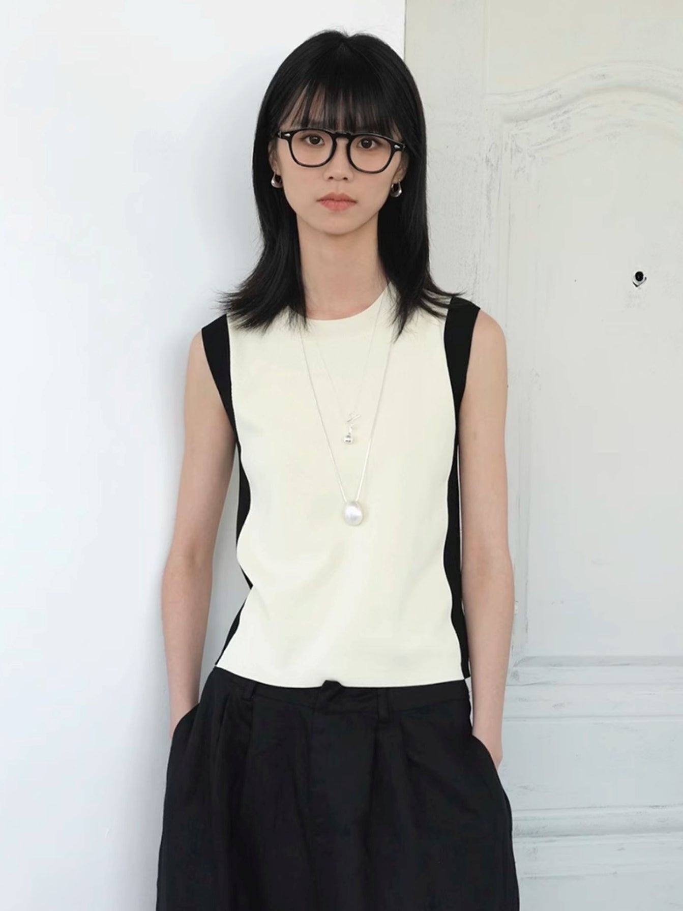 撞色無袖上衣_BDHL7593