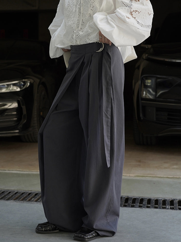Diagonal-Belt Wide-Leg Pants_BDHL7769