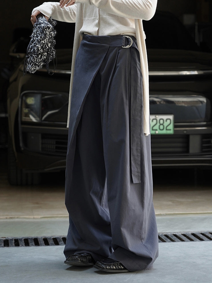 Diagonal-Belt Wide-Leg Pants_BDHL7769