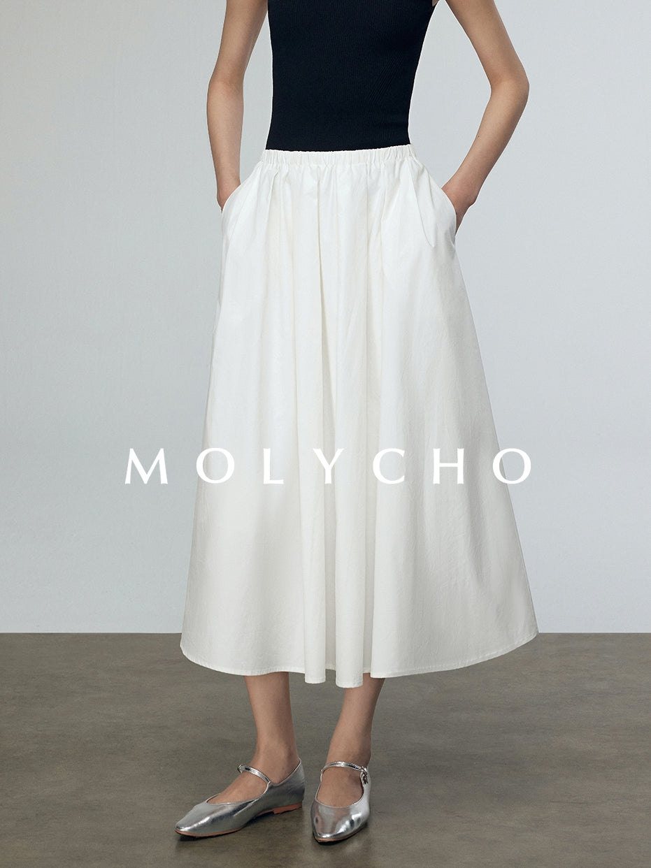 Loose A-Line Pleated Skirt_BDHL7244