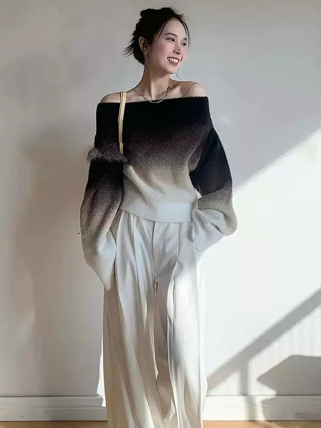 漸層露肩針織衫_BDHL7112