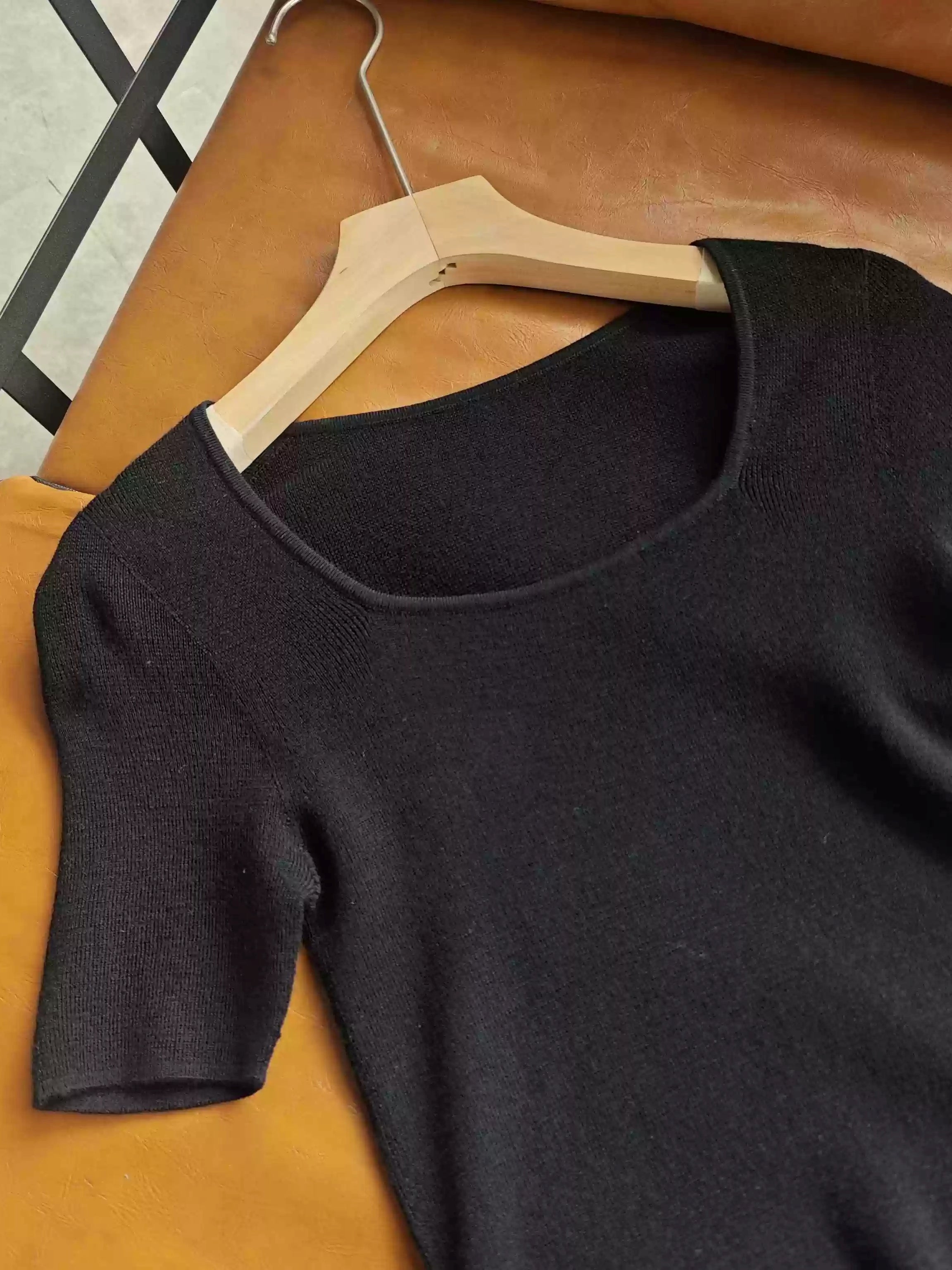 修身短袖針織上衣_BDHL7266