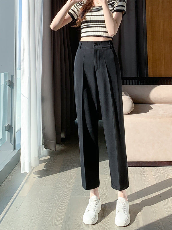 Elasticated Black Suit Pants_BDHL7212