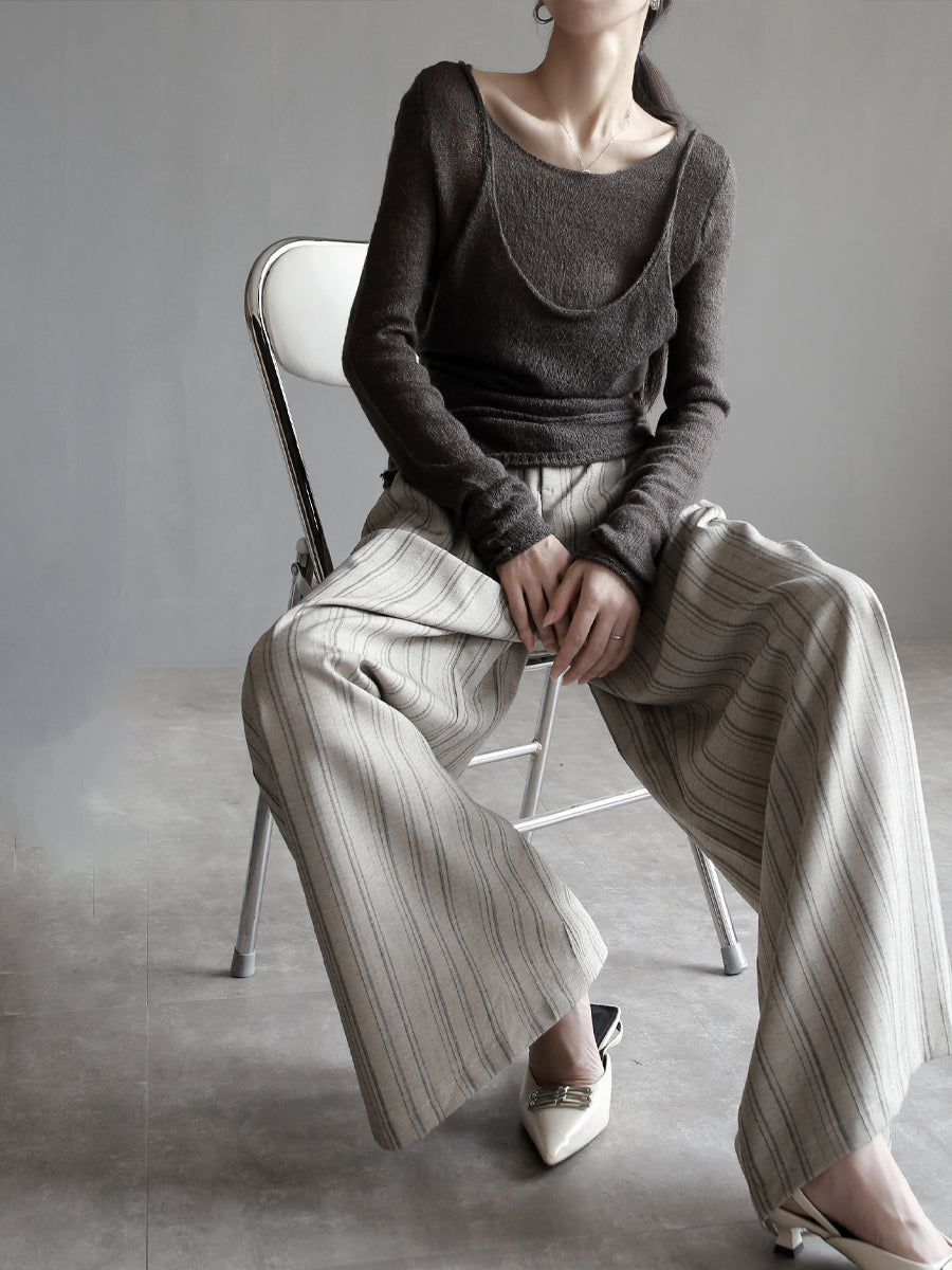 Two-Piece Style Sheer Slim-Fit Tops_BDHL7768