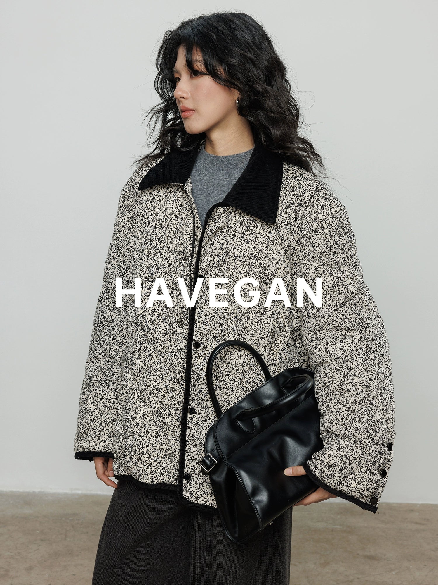 翻領花卉羽絨衣_BDHL7887