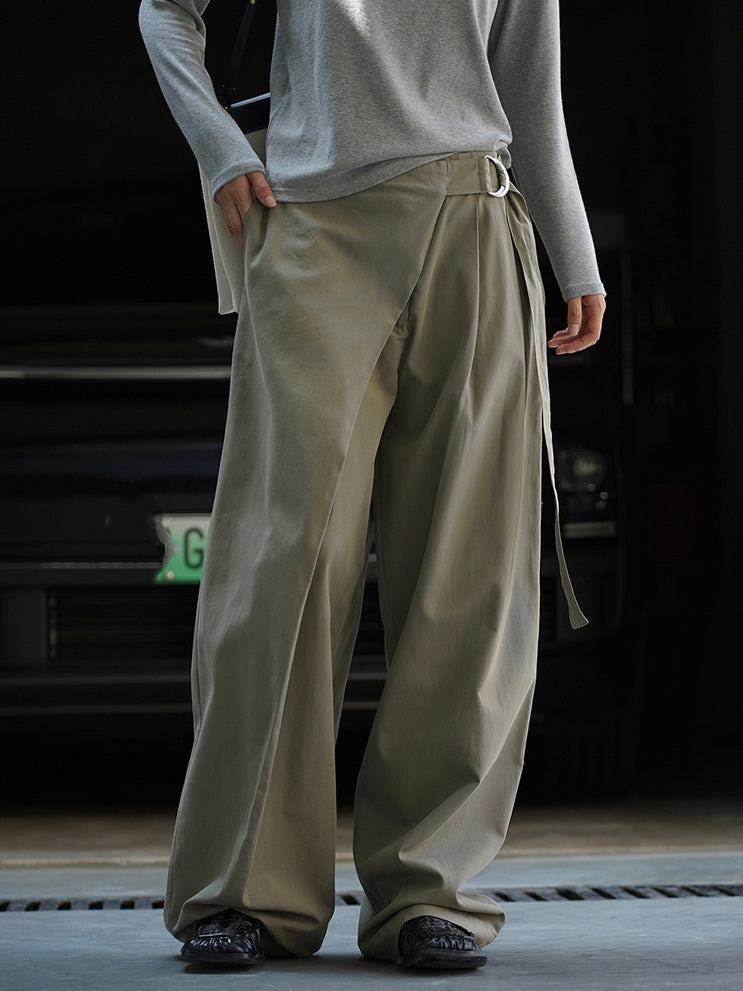 Diagonal-Belt Wide-Leg Pants_BDHL7769