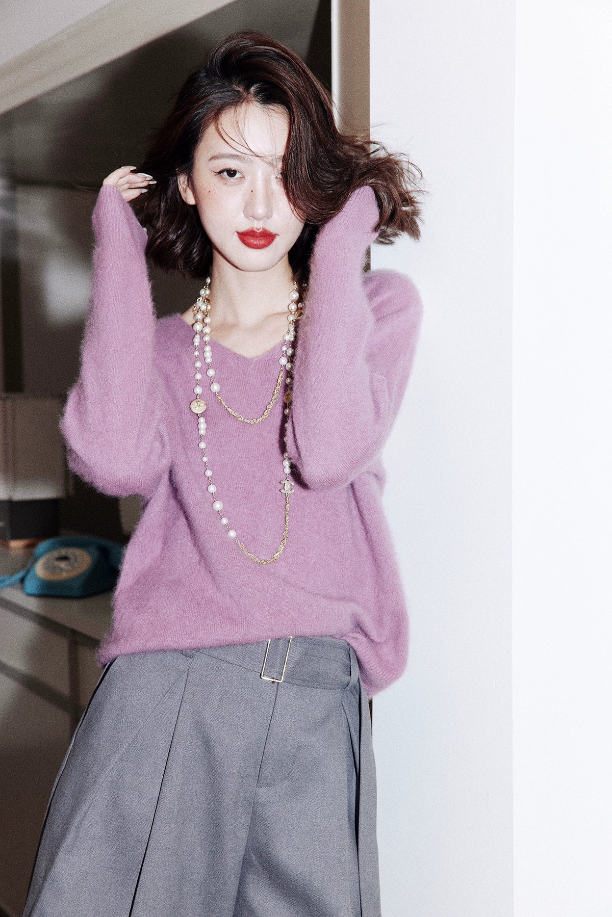 Brushed Knit V-Neck Top Or Round Neck Top Or Cardigan_BDHL7759