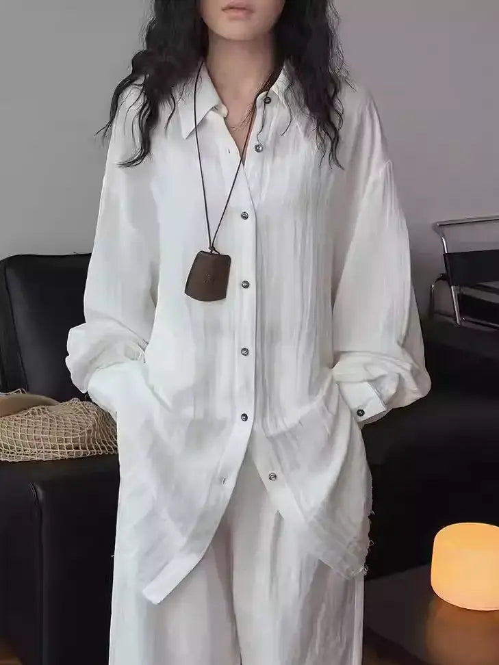 White Loose-Fitting Slim Shirt_BDHL7375
