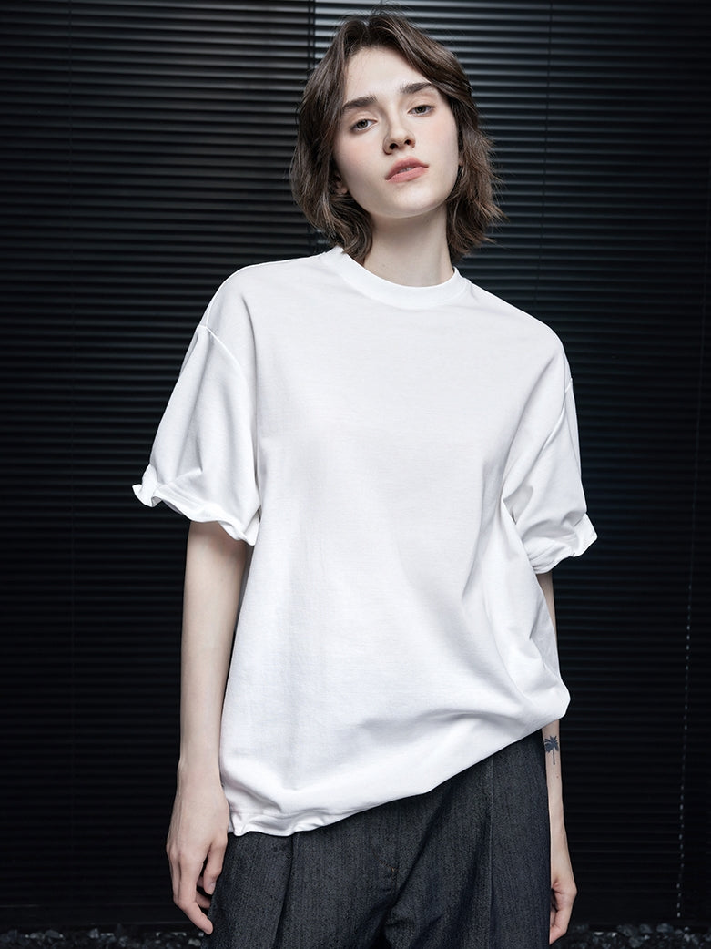 設計袖白色T卹_BDHL7608