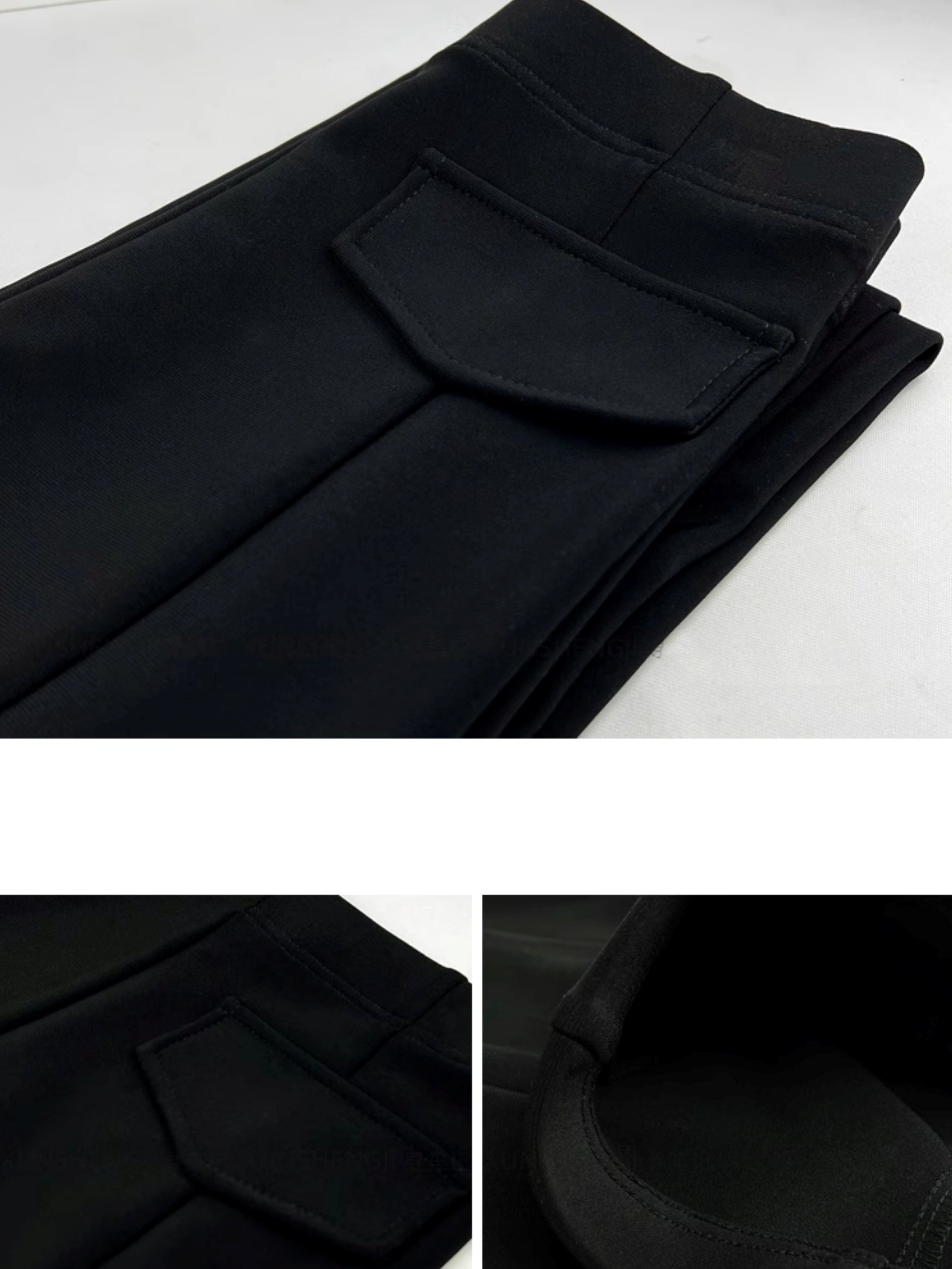 黑色開衩喇叭褲_BDHL7125