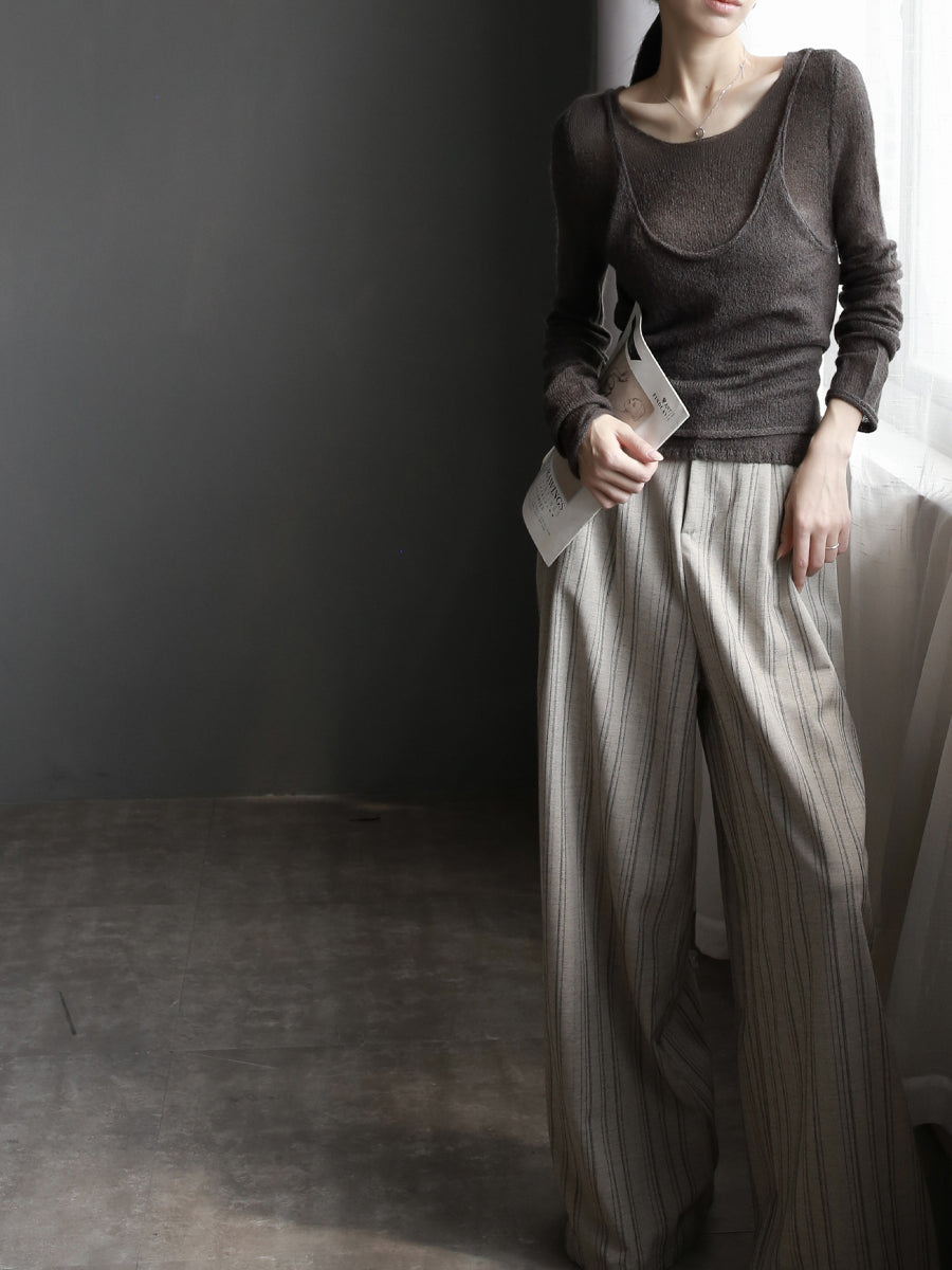 條紋垂墜西裝寬褲_BDHL7767