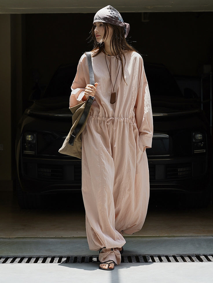 Waist Drawstring Jumpsuit_BDHL7533