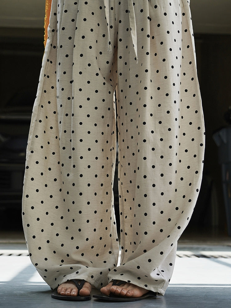 Polka-Dot Wide-Leg Draped Pants_BDHL7531