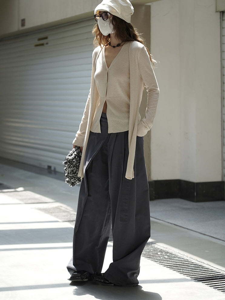 Diagonal-Belt Wide-Leg Pants_BDHL7769