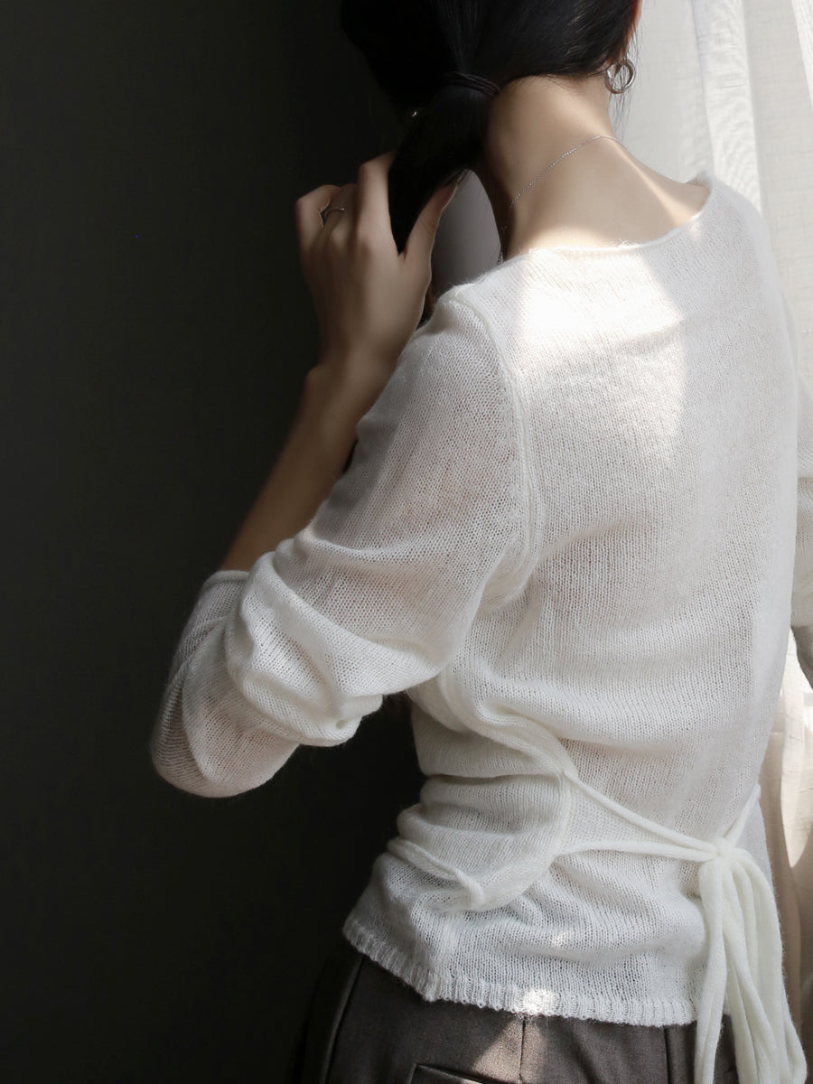 Two-Piece Style Sheer Slim-Fit Tops_BDHL7768