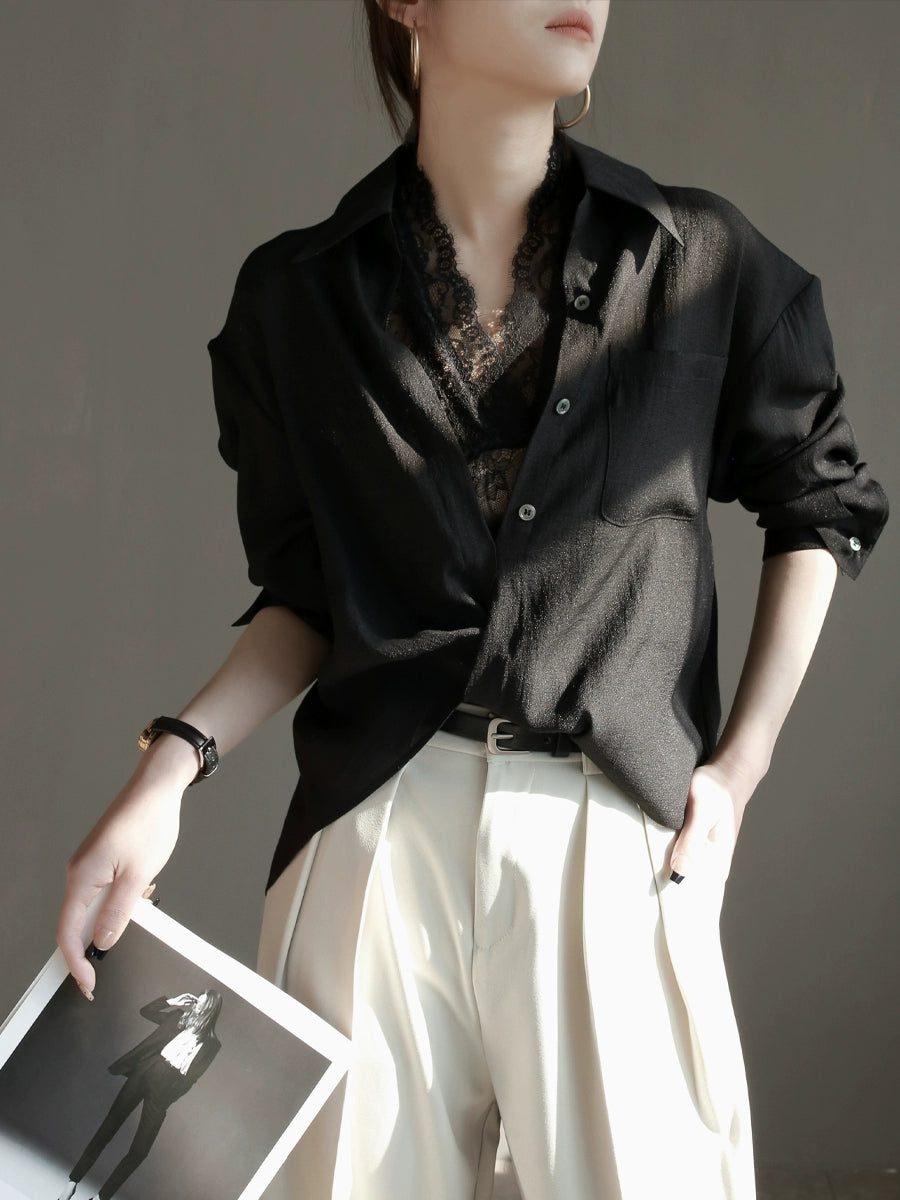 Twist Detail Lace Pullover Long Sleeve Shirt_BDHL7294