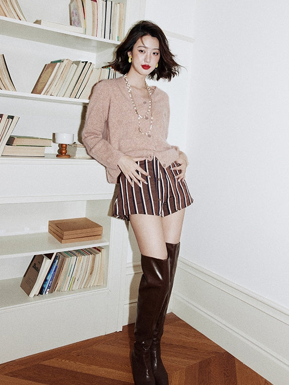 Brushed Knit V-Neck Top Or Round Neck Top Or Cardigan_BDHL7759
