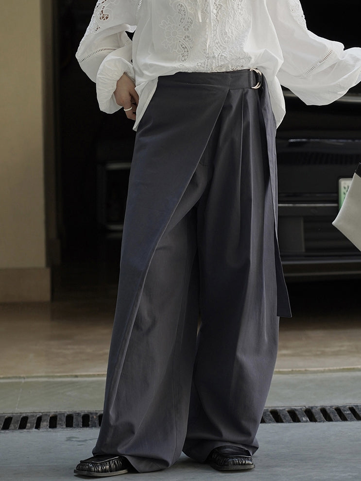 Diagonal-Belt Wide-Leg Pants_BDHL7769