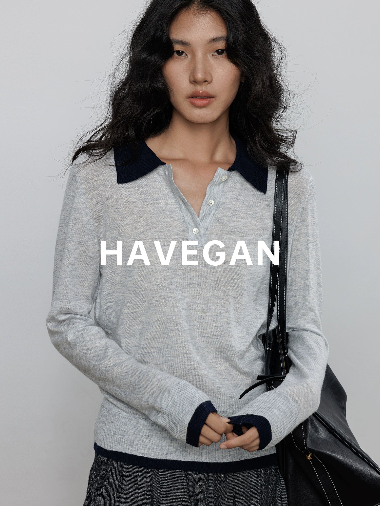 Contrast Polo Collar Tops_BDHL7711