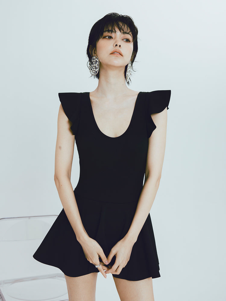 仙女裙式保守露背連身泳衣_HL3238