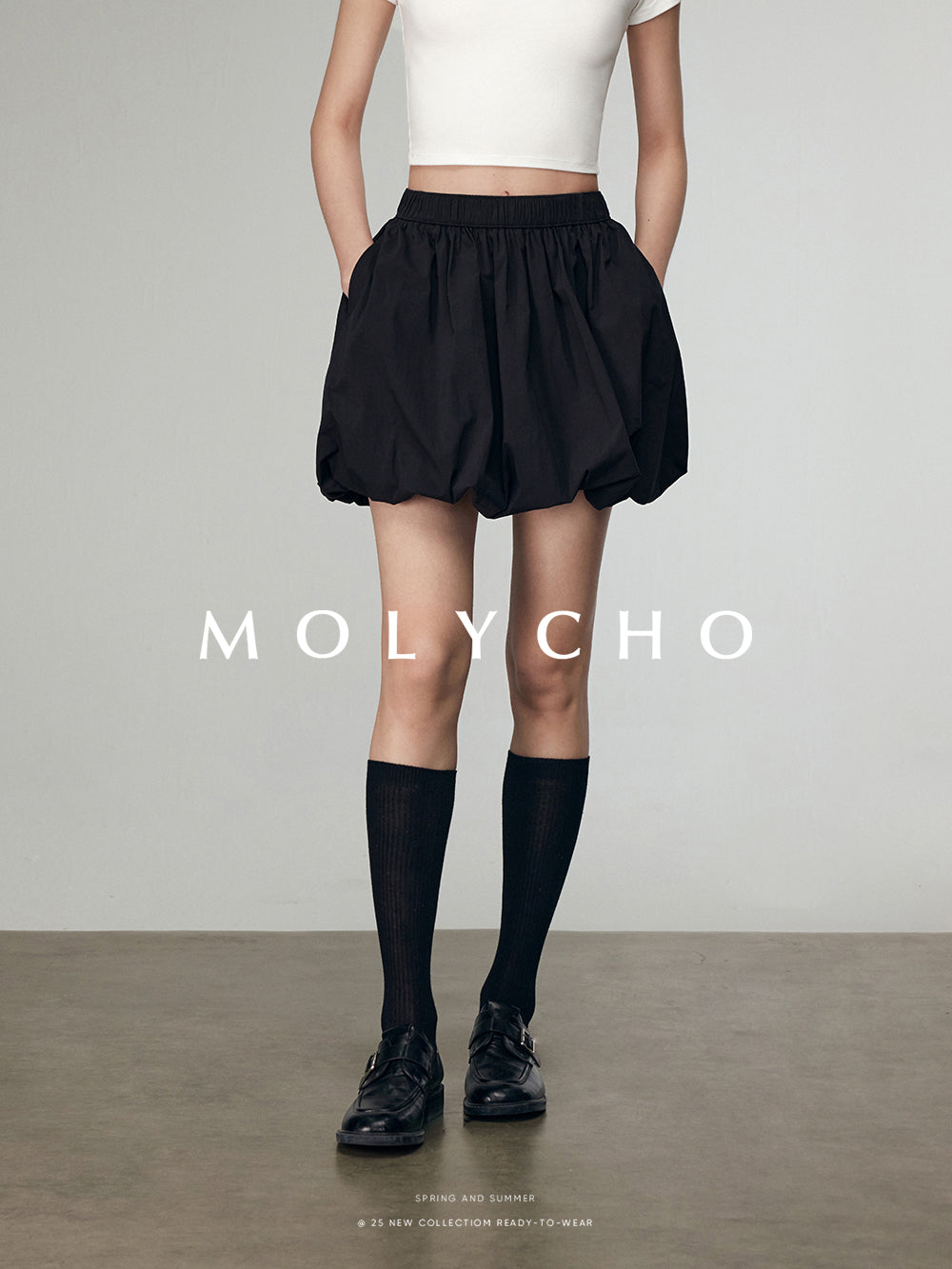 A字泡泡褶裙_BDHL7207