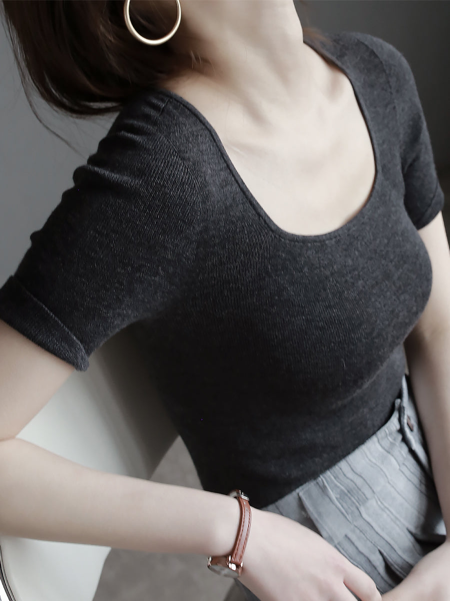 修身短袖針織上衣_BDHL7266