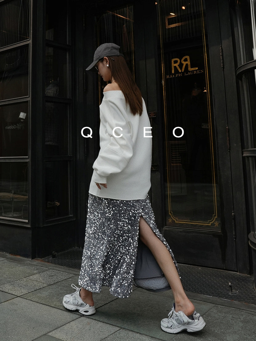 Loose One-Shoulder Sweatshirt_BDHL7743