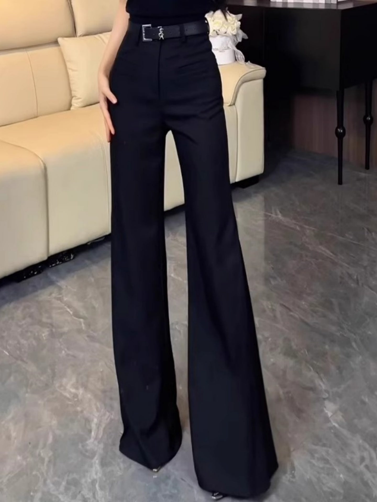High-Waisted Flared Suit Pants_BDHL7803
