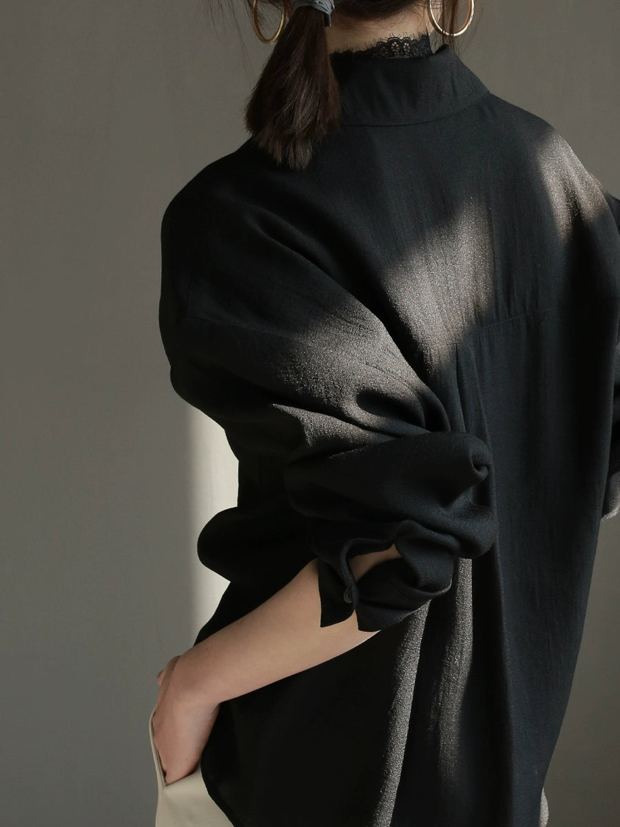 Twist Detail Lace Pullover Long Sleeve Shirt_BDHL7294