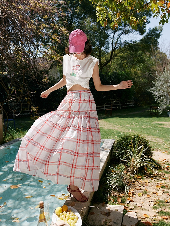 紅色格紋擺裙_BDHL7473