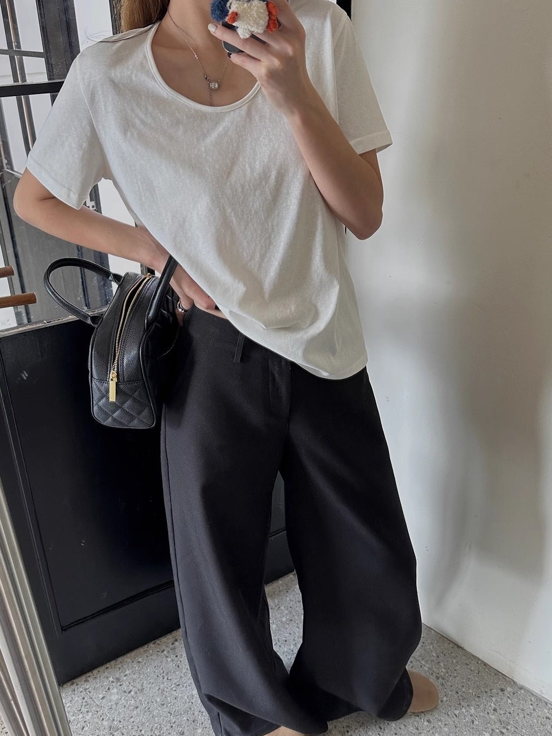 Black Casual Mop Pants_BDHL7137