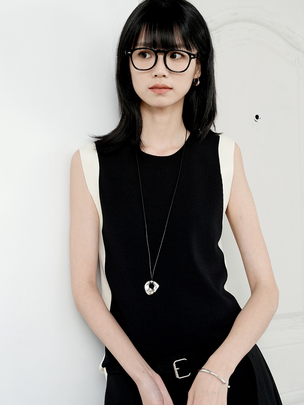 撞色無袖上衣_BDHL7593