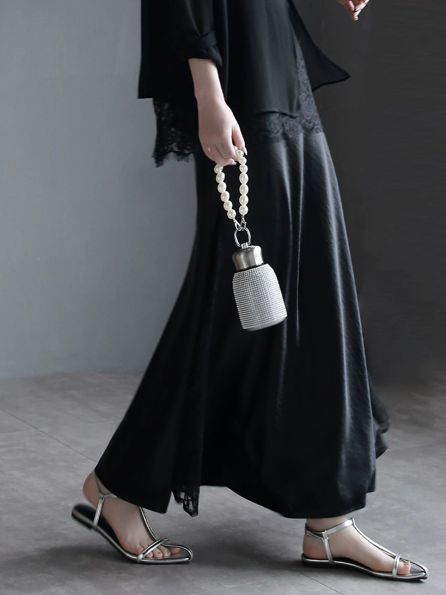 蕾絲邊緞面魚尾裙_BDHL7297