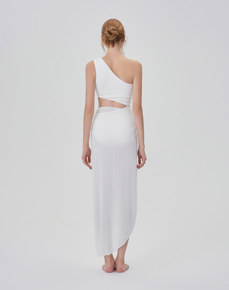 不對稱鏤空單肩泳衣組_HL3242