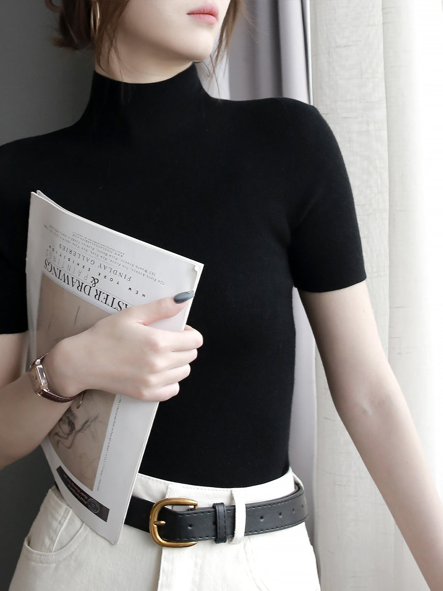 修身短袖針織上衣_BDHL7266