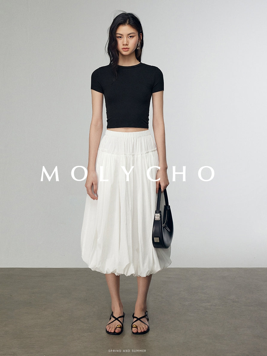 Pleated Bud Long Skirt_BDHL7206